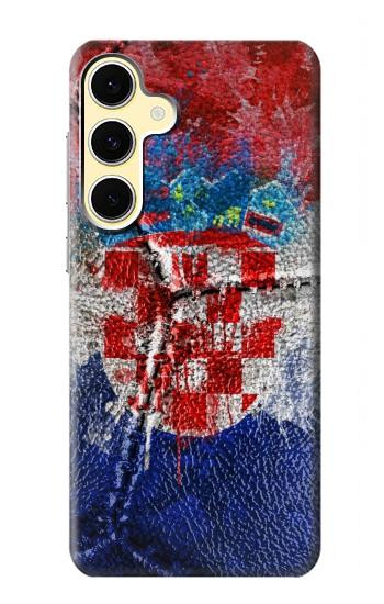 S3313 Croatia Flag Vintage Football Graphic Hülle Schutzhülle Taschen für Samsung Galaxy S24 FE
