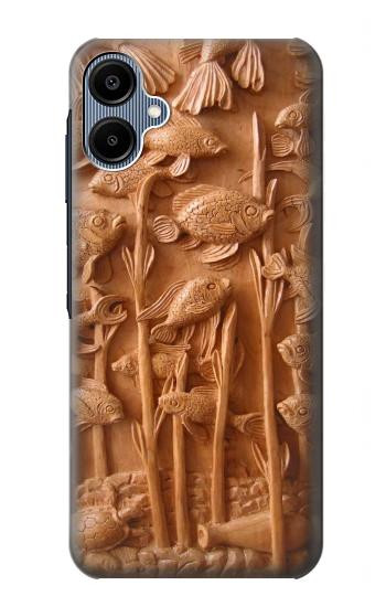 S1307 Fish Wood Carving Graphic Printed Hülle Schutzhülle Taschen für Samsung Galaxy A06