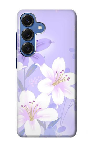 S2361 Purple White Flowers Hülle Schutzhülle Taschen für Samsung Galaxy S25