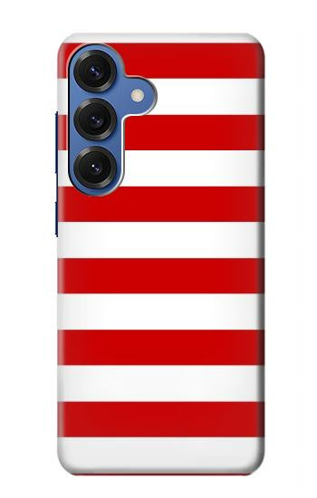 S2364 Red and White Striped Hülle Schutzhülle Taschen für Samsung Galaxy S25