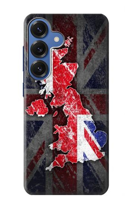 S2936 UK British Flag Map Hülle Schutzhülle Taschen für Samsung Galaxy S25