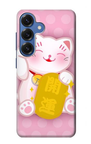S3025 Pink Maneki Neko Lucky Cat Hülle Schutzhülle Taschen für Samsung Galaxy S25