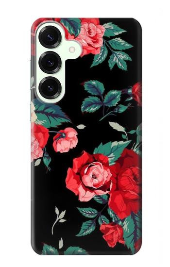 S3112 Rose Floral Pattern Black Hülle Schutzhülle Taschen für Samsung Galaxy S25 Plus