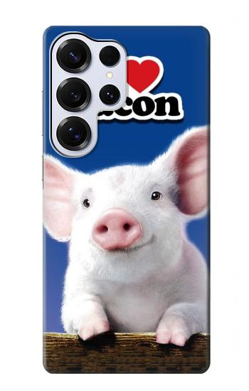 S0608 I Love Bacon Cute Baby Pig Hülle Schutzhülle Taschen für Samsung Galaxy S25 Ultra