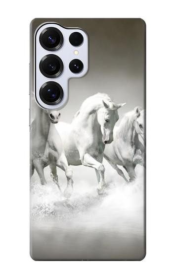 S0933 White Horses Hülle Schutzhülle Taschen für Samsung Galaxy S25 Ultra