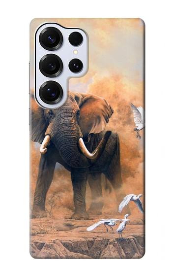 S1292 Dusty Elephant Egrets Hülle Schutzhülle Taschen für Samsung Galaxy S25 Ultra