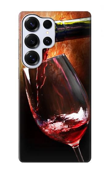 S2396 Red Wine Bottle And Glass Hülle Schutzhülle Taschen für Samsung Galaxy S25 Ultra