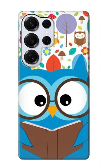 S2521 Cute Nerd Owl Cartoon Hülle Schutzhülle Taschen für Samsung Galaxy S25 Ultra