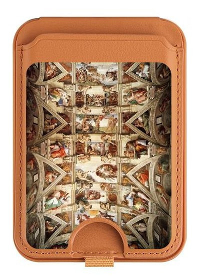 S0177 Michelangelo Chapel ceiling Magnetic Card Holder Wallet Stand with MagSafe for iPhone 16 15 14 13 Pro Max