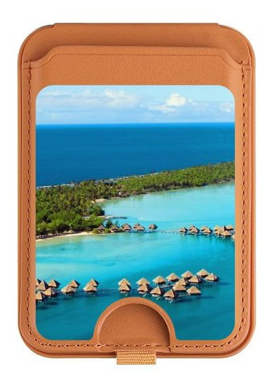 S0844 Bora Bora Island Magnetic Card Holder Wallet Stand with MagSafe for iPhone 16 15 14 13 Pro Max