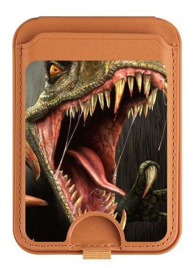 S0923 T-Rex Dinosaur Magnetic Card Holder Wallet Stand with MagSafe for iPhone 16 15 14 13 Pro Max