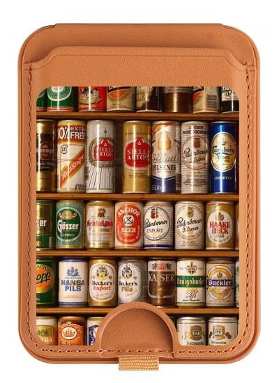 S0983 Beer Cans Collection Magnetic Card Holder Wallet Stand with MagSafe for iPhone 16 15 14 13 Pro Max