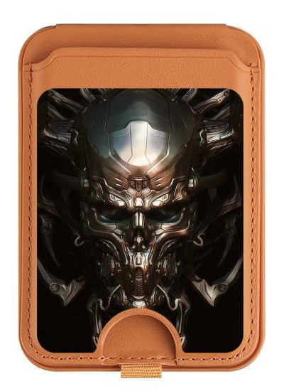 S1027 Hardcore Metal Skull Magnetic Card Holder Wallet Stand with MagSafe for iPhone 16 15 14 13 Pro Max