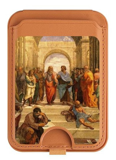 S1086 Raphael's School of Athens Magnetic Card Holder Wallet Stand with MagSafe for iPhone 16 15 14 13 Pro Max
