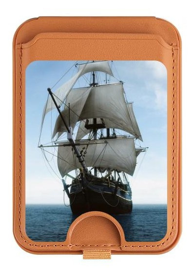 S1096 Sailing Ship in an Ocean Magnetic Card Holder Wallet Stand with MagSafe for iPhone 16 15 14 13 Pro Max