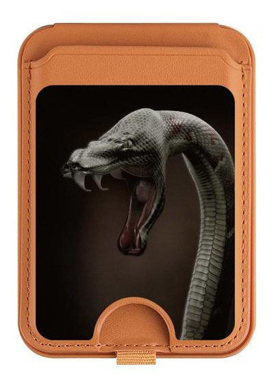 S1597 Black Mamba Snake Magnetic Card Holder Wallet Stand with MagSafe for iPhone 16 15 14 13 Pro Max