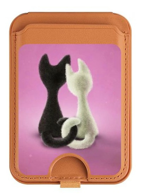 S1832 Love Cat Magnetic Card Holder Wallet Stand with MagSafe for iPhone 16 15 14 13 Pro Max