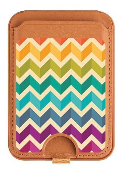S2362 Rainbow Colorful Shavron Zig Zag Pattern Magnetic Card Holder Wallet Stand with MagSafe for iPhone 16 15 14 13 Pro Max