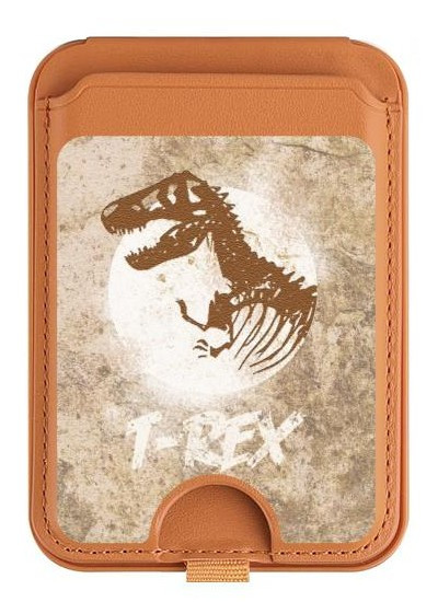 S2372 T-Rex Jurassic Fossil Magnetic Card Holder Wallet Stand with MagSafe for iPhone 16 15 14 13 Pro Max