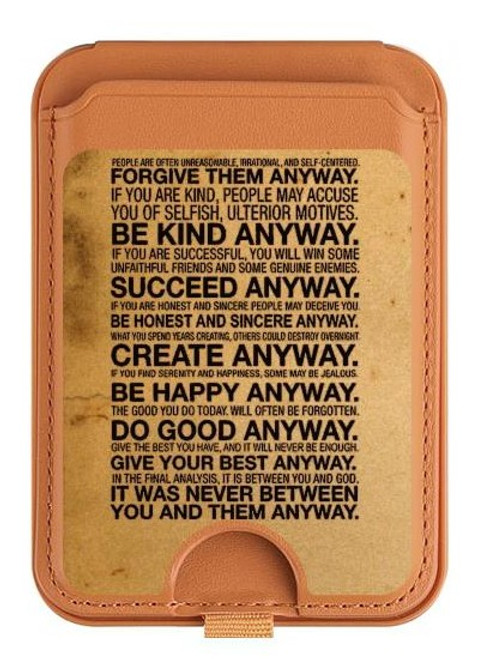S2513 Mother Teresa Anyway Quotes Magnetic Card Holder Wallet Stand with MagSafe for iPhone 16 15 14 13 Pro Max