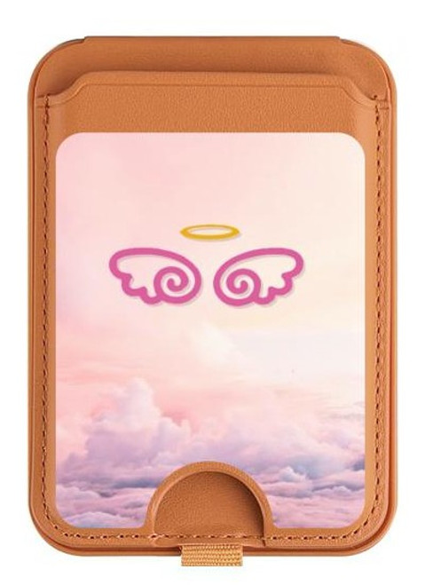 S2514 Cute Angel Wings Magnetic Card Holder Wallet Stand with MagSafe for iPhone 16 15 14 13 Pro Max