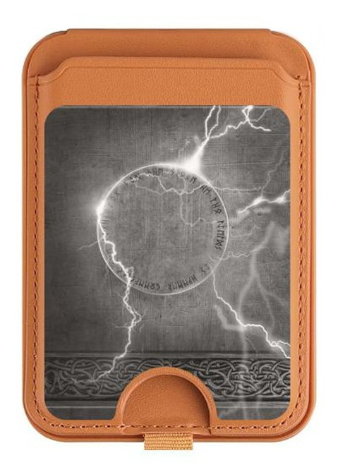 S2533 Thor Thunder Strike Hammer Magnetic Card Holder Wallet Stand with MagSafe for iPhone 16 15 14 13 Pro Max