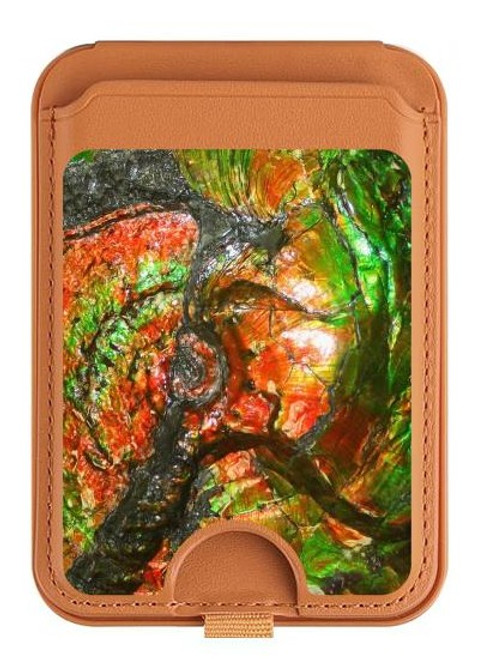 S2694 Ammonite Fossil Magnetic Card Holder Wallet Stand with MagSafe for iPhone 16 15 14 13 Pro Max