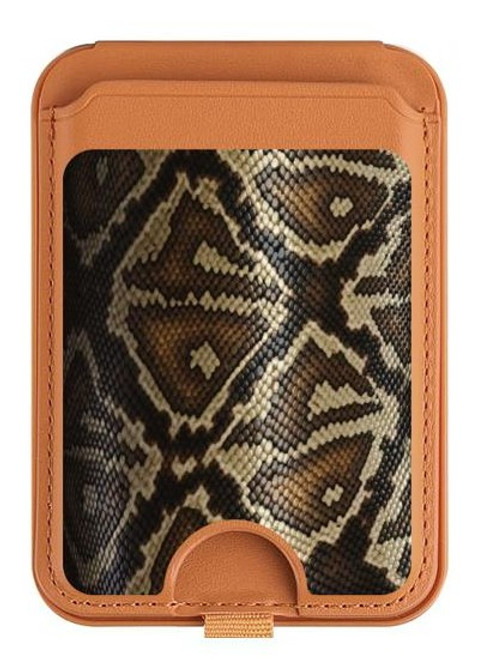 S2712 Anaconda Amazon Snake Skin Graphic Printed Magnetic Card Holder Wallet Stand with MagSafe for iPhone 16 15 14 13 Pro Max