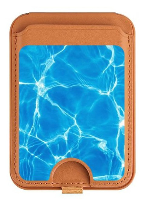 S2788 Blue Water Swimming Pool Magnetic Card Holder Wallet Stand with MagSafe for iPhone 16 15 14 13 Pro Max