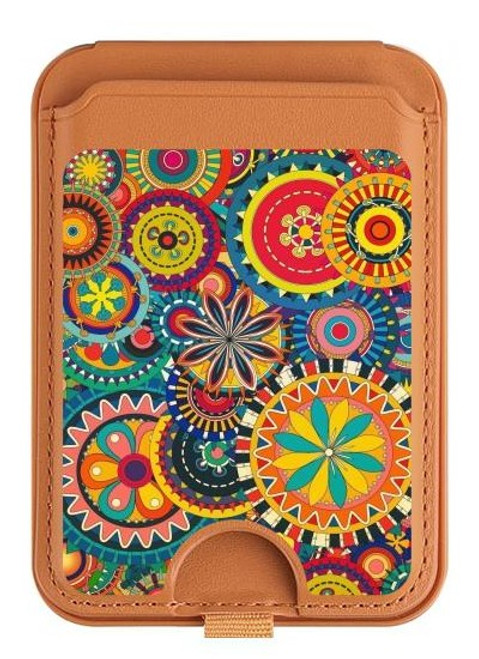 S3272 Colorful Pattern Magnetic Card Holder Wallet Stand with MagSafe for iPhone 16 15 14 13 Pro Max