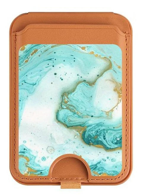S3399 Green Marble Graphic Print Magnetic Card Holder Wallet Stand with MagSafe for iPhone 16 15 14 13 Pro Max