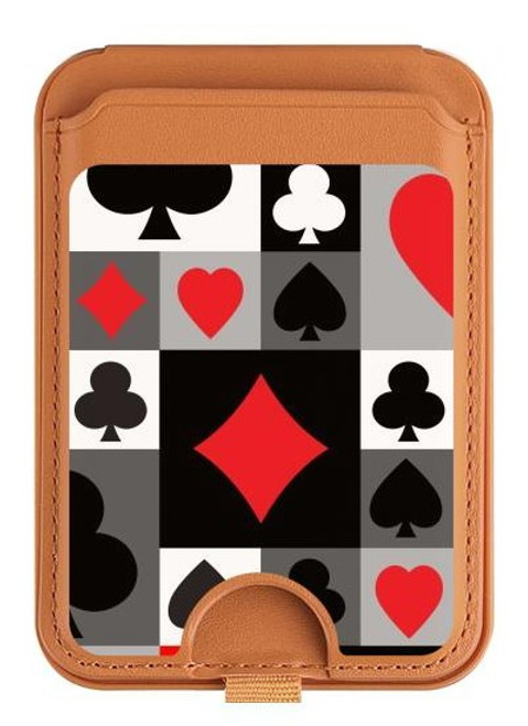 S3463 Poker Card Suit Magnetic Card Holder Wallet Stand with MagSafe for iPhone 16 15 14 13 Pro Max