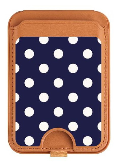 S3533 Blue Polka Dot Magnetic Card Holder Wallet Stand with MagSafe for iPhone 16 15 14 13 Pro Max