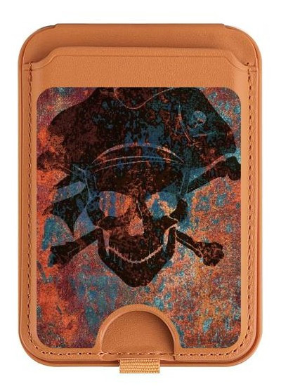 S3895 Pirate Skull Metal Magnetic Card Holder Wallet Stand with MagSafe for iPhone 16 15 14 13 Pro Max