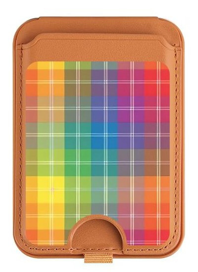 S3942 LGBTQ Rainbow Plaid Tartan Magnetic Card Holder Wallet Stand with MagSafe for iPhone 16 15 14 13 Pro Max