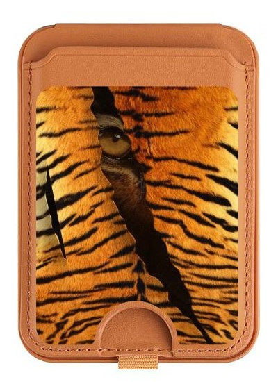 S3951 Tiger Eye Tear Marks Magnetic Card Holder Wallet Stand with MagSafe for iPhone 16 15 14 13 Pro Max