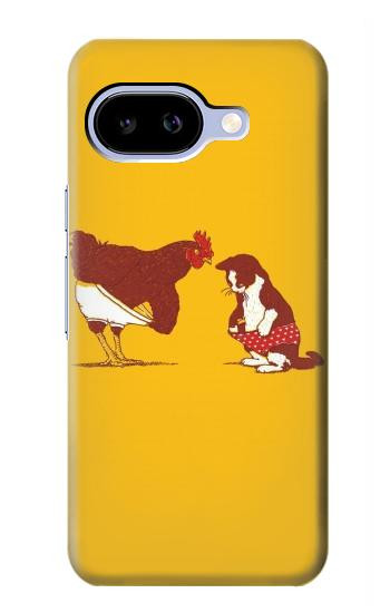 S1093 Rooster and Cat Joke Hülle Schutzhülle Taschen für Google Pixel 9a
