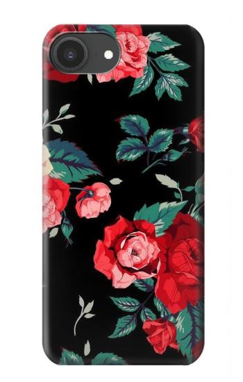 S3112 Rose Floral Pattern Black Hülle Schutzhülle Taschen für iPhone 16e, 17e