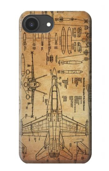 S3868 Aircraft Blueprint Old Paper Hülle Schutzhülle Taschen für iPhone 16e, 17e