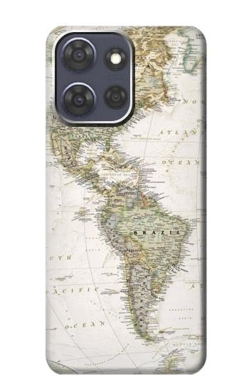 S0604 World Map Hülle Schutzhülle Taschen für Motorola Moto G Power (2025)