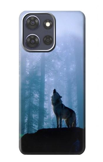 S0935 Wolf Howling in Forest Hülle Schutzhülle Taschen für Motorola Moto G Power (2025)