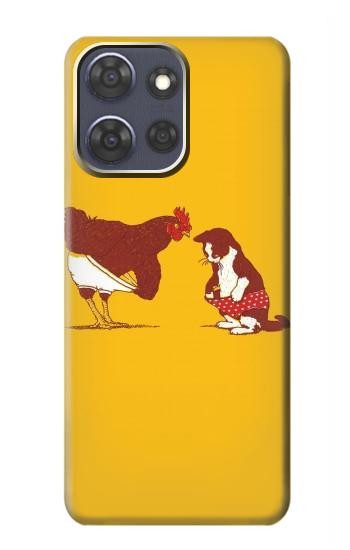 S1093 Rooster and Cat Joke Hülle Schutzhülle Taschen für Motorola Moto G Power (2025,2026)
