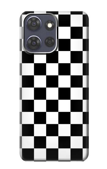 S1611 Black and White Check Chess Board Hülle Schutzhülle Taschen für Motorola Moto G Power (2025)