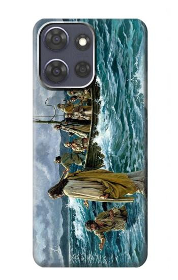S1722 Jesus Walk on The Sea Hülle Schutzhülle Taschen für Motorola Moto G Power (2025)