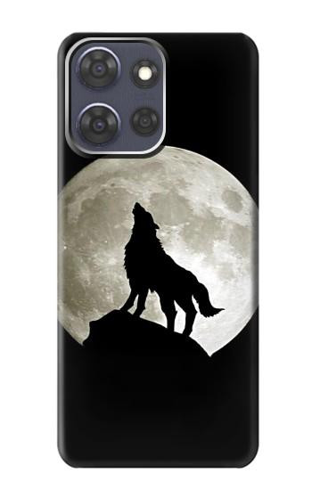 S1981 Wolf Howling at The Moon Hülle Schutzhülle Taschen für Motorola Moto G Power (2025)
