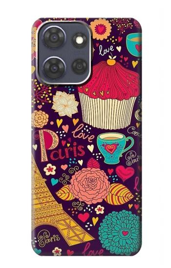 S2353 Paris Cartoon Vintage Pattern Hülle Schutzhülle Taschen für Motorola Moto G Power (2025)