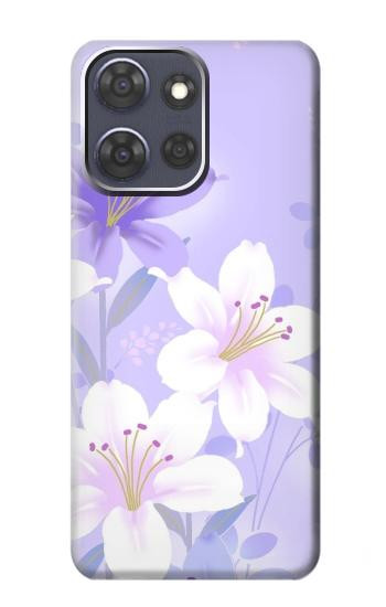 S2361 Purple White Flowers Hülle Schutzhülle Taschen für Motorola Moto G Power (2025)