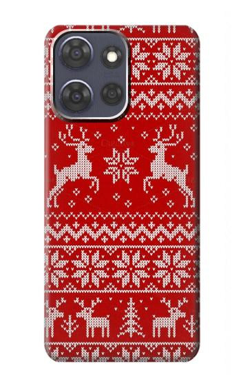 S2835 Christmas Reindeer Knitted Pattern Hülle Schutzhülle Taschen für Motorola Moto G Power (2025)