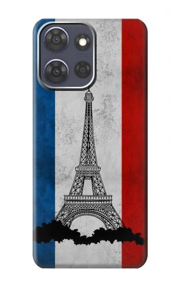 S2859 Vintage France Flag Eiffel Tower Hülle Schutzhülle Taschen für Motorola Moto G Power (2025)