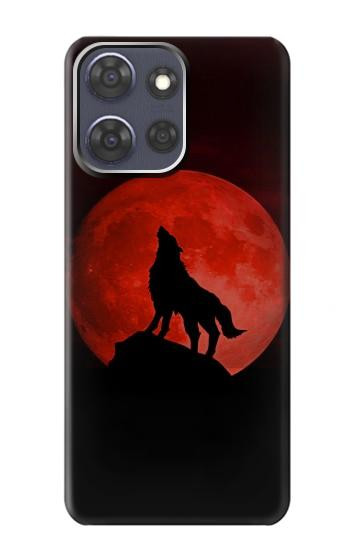 S2955 Wolf Howling Red Moon Hülle Schutzhülle Taschen für Motorola Moto G Power (2025)